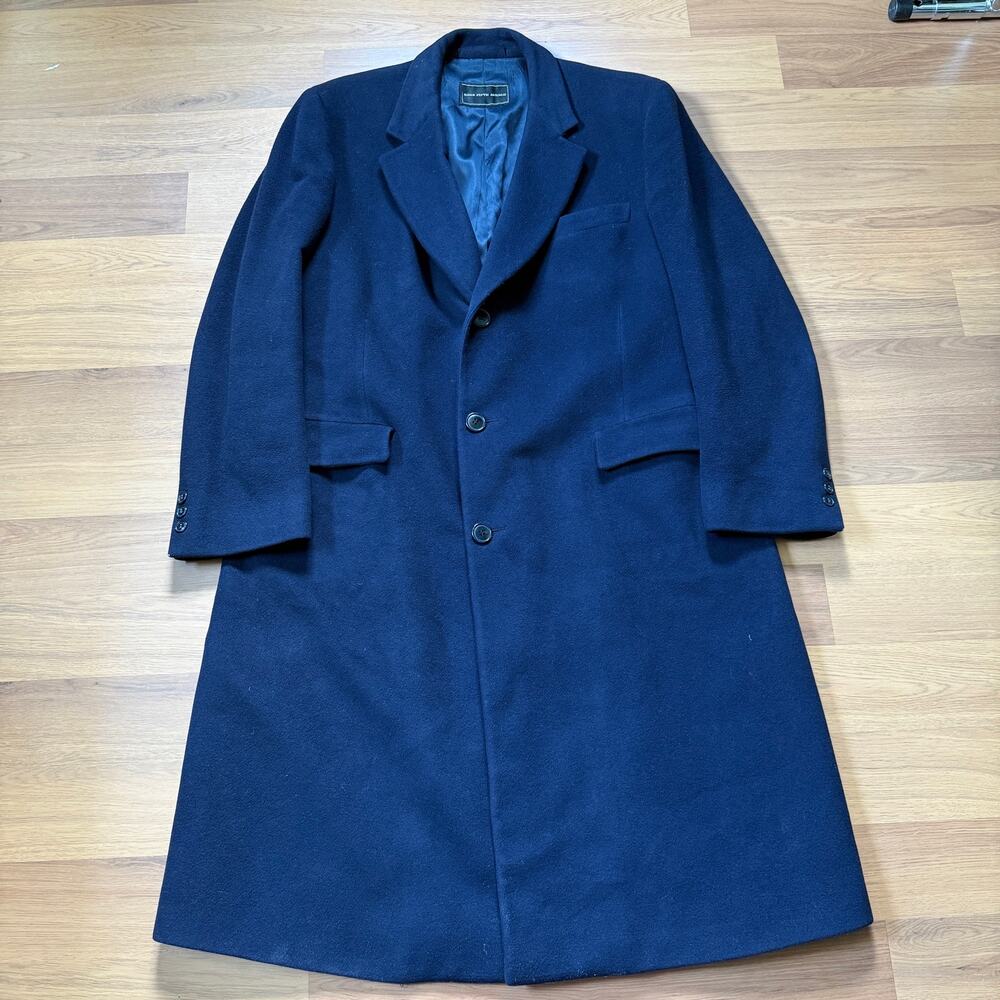 Men's Vintage 70's Saks Fifth Avenue Blue Cashmere Blend Trench Coat Sz Large
